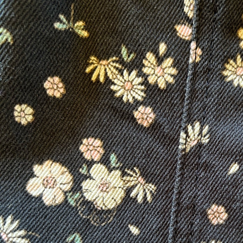Celebrity Pink | Black Denim Puff Sleeve Jean Jacket with Floral Print - Picture 8 of 11